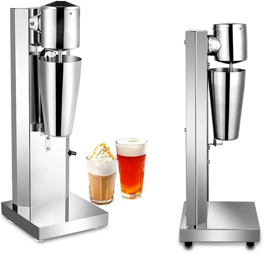 Commercial Electric Milk Shake Mixer, Single Head Stainless Steel Malt Blender, Two-Speed Drink Maker Machine, 110V 180W 18000RP