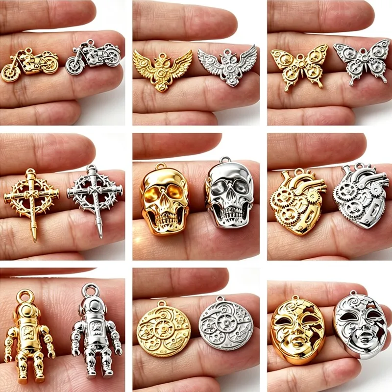 Anti-Rust Rock Hip Hop Mix 316 Stainless Steel Cross Mask Butterfly Charm For Jewelry Making Bulk Handmade Necklace Gear Pendant
