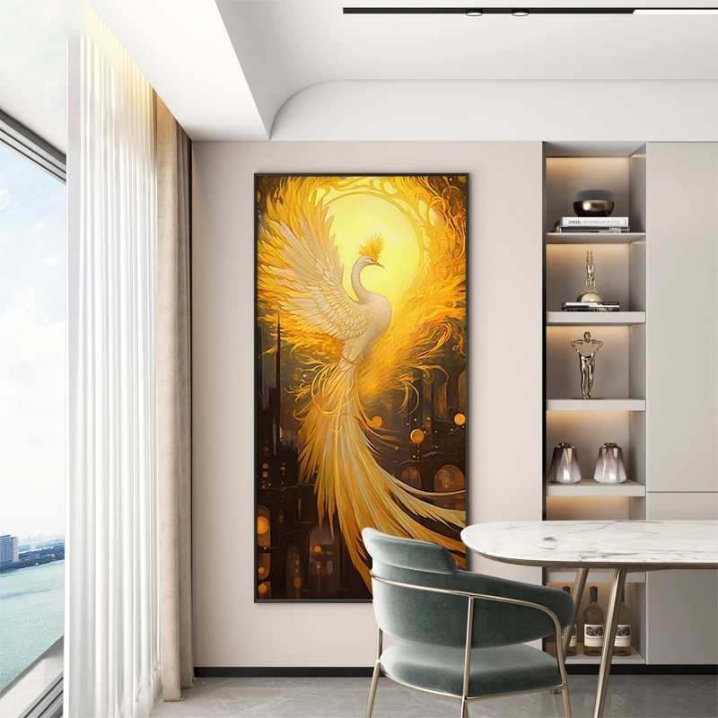 Modern Luxury Phoenix Flying In The Entrance Hall With Painted Light Hanging At The End Of The Corridor Wall Lamp Led Room Light