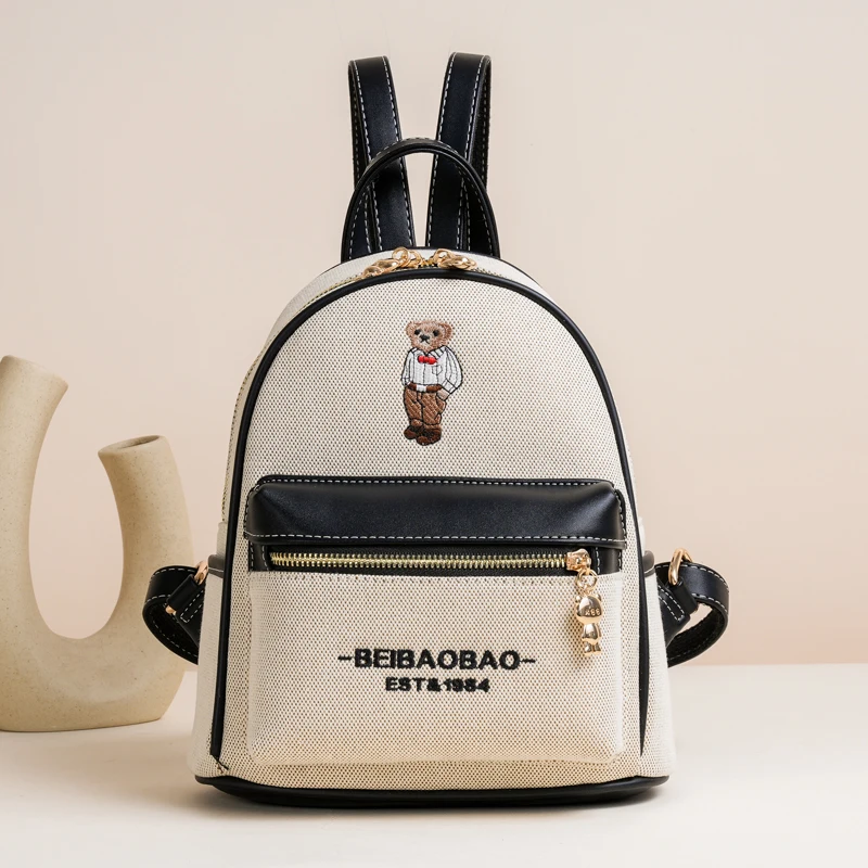 fashion students Backpack,Cute embroidered bear backpack for women,Luxury School backpack for Young Girl,trend women backpack