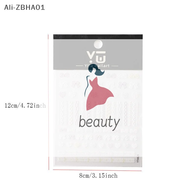 Nail Stickers Love Heart Bow Self Adhesive Nail Art Decorations Decals Accessory Embossed Knitting Bow
