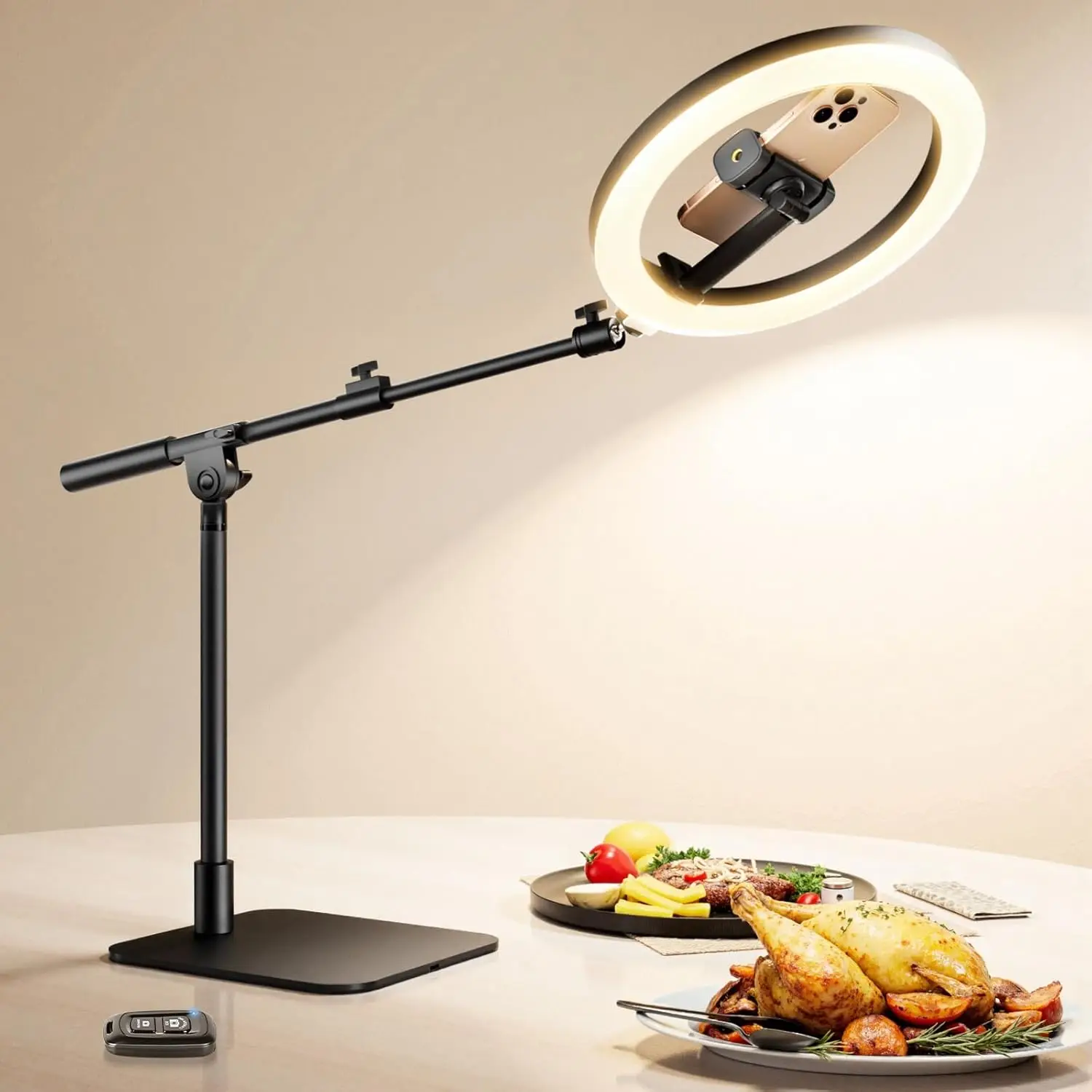 

Adjustable Desk Ring Light with Phone Mount & Tripod for Video Recording, Live Streaming