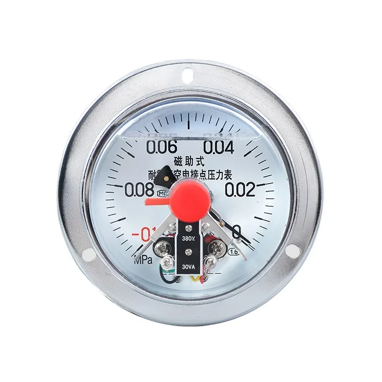 Digital -0.1-0MPa Axial Belt Edge Vacuum Pressure Gauge Shock-Resistant Magnetic-Assisted Brass Material Bottom Mounting