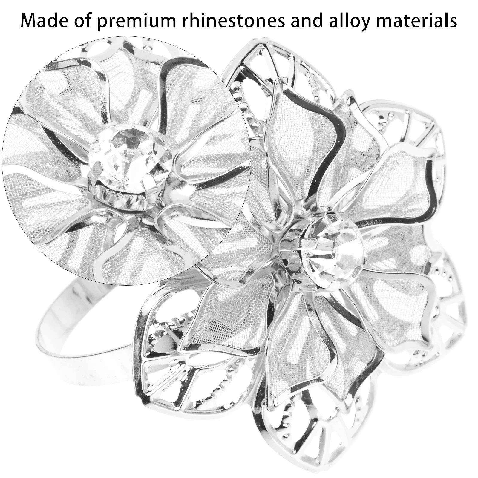 

10pcs Rhinestone Pearl Napkin Rings Flower Design For Wedding Christmas Party Decorative Napkin Holders Tableware