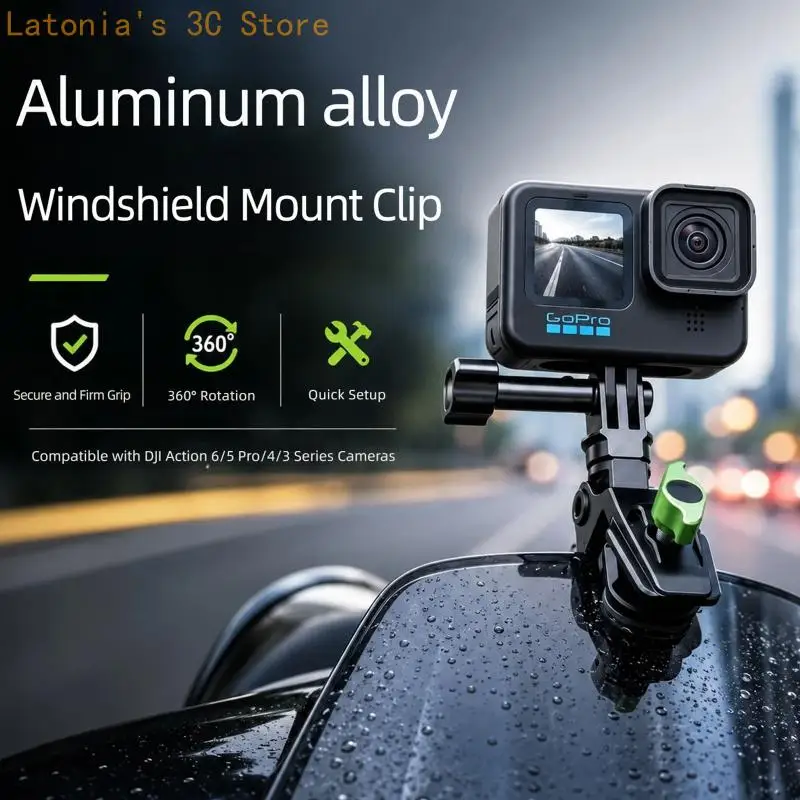 2-Prong-Kamerahalterung für Action6/5Pro für 1–8 mm Klemmung an Windschutzscheibenkanten, verstellbare Kamerahalterungen aus – Detail 9
