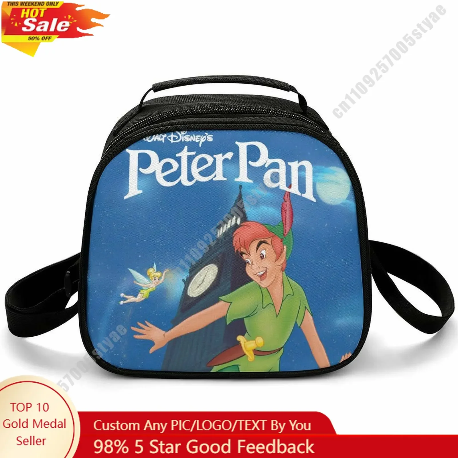 

Peter Pan Lunch Bag Disney Animal Patterns Bento Bag Customizable Name Photo Logo Lunchbox Essential Picnic Bag