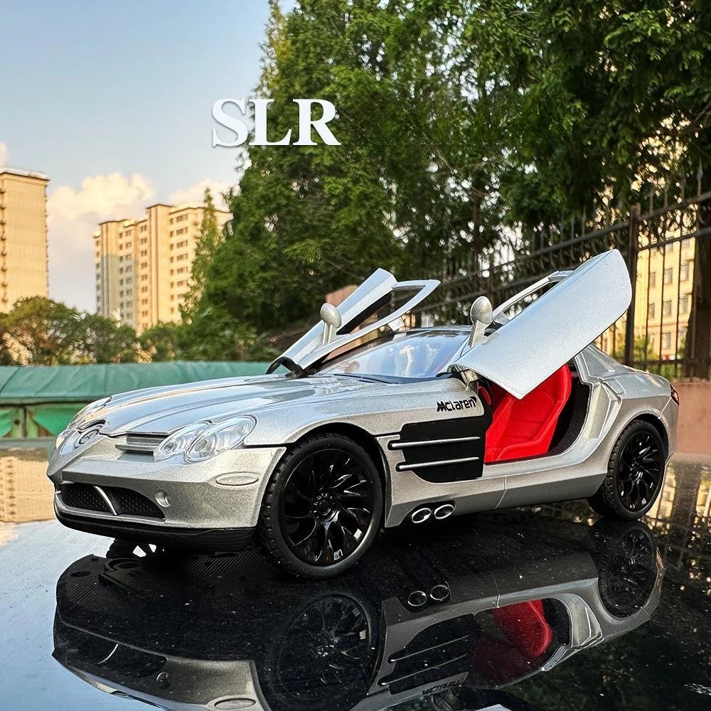 

1:24 SLR AMG, модель автомобиля из сплава, литье под давлением и игрушечный транспорт, металлическая модель игрушечного автомобиля, имитация звука, свет, коллекция, подарок для детей