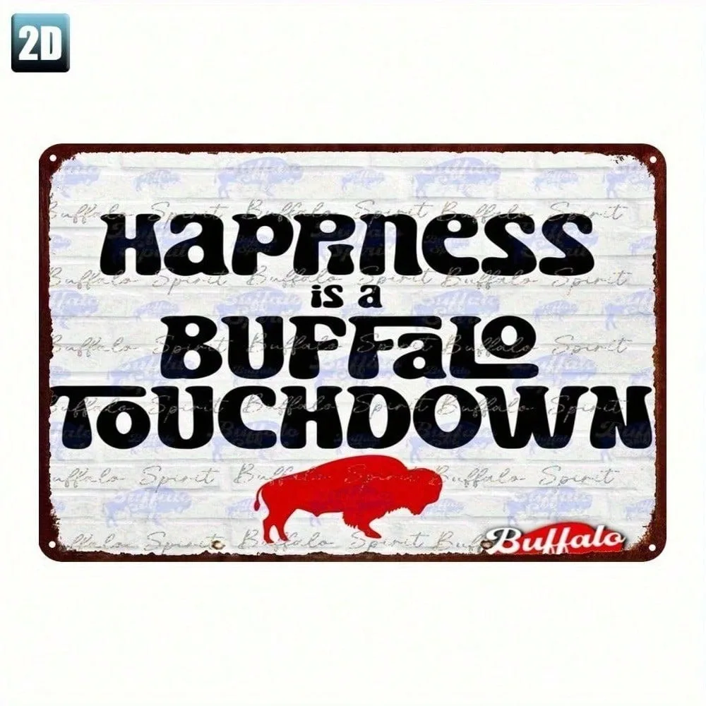 

Vintage Buffalo Football Metal Sign - 2026 Ramadan & Valentines Decor, Art Deco Style Retro Tin Wall Decor for Man Cave, Sports