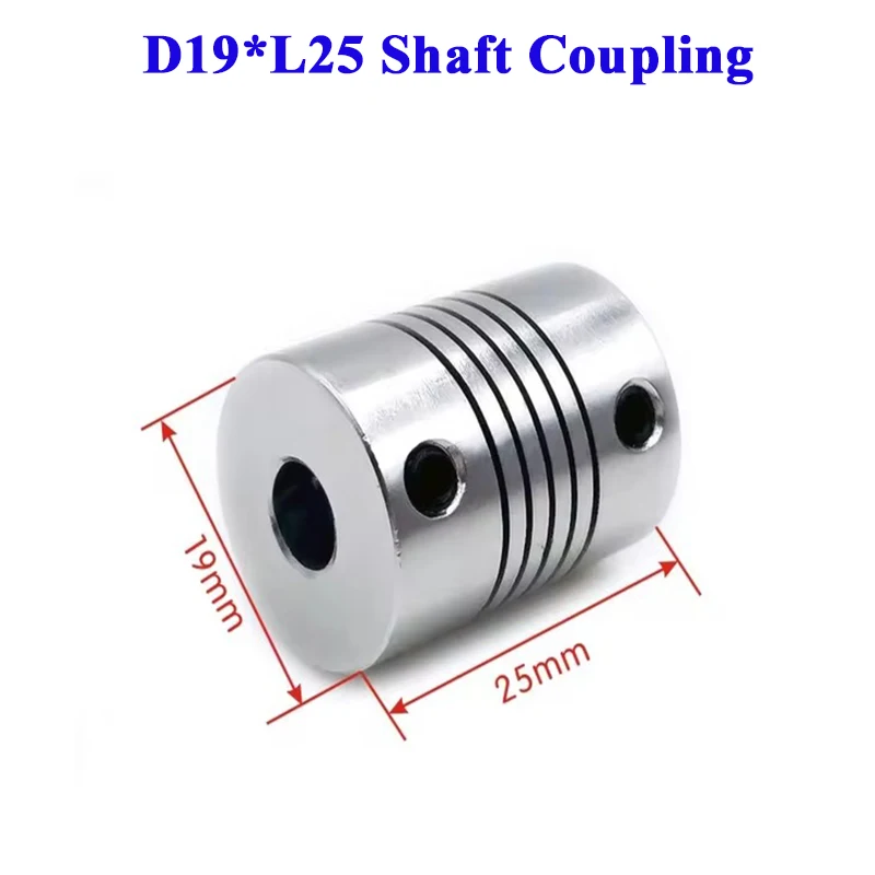 Coupleur D19 * L25 5 8 6.35mm 8mm 10mm, couplage d'arbre à mâchoire flexible en aluminium, moteur pas à pas CNC, encodeur, Machine à graver
