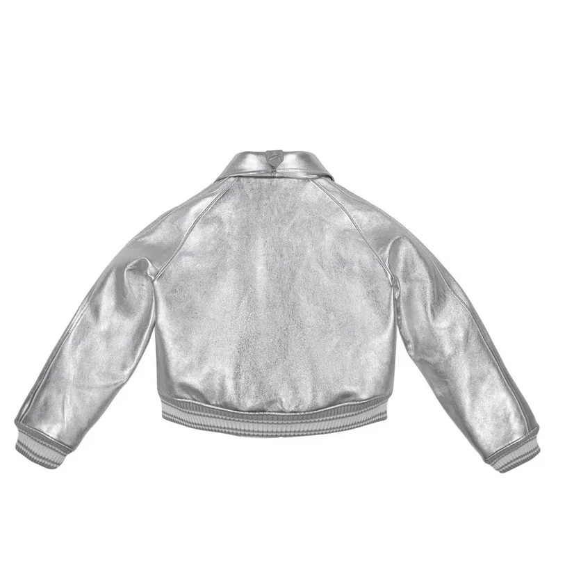 AVIREX ฤดูใบไม้ร่วงรายชื่อใหม่ผู้หญิงยุโรป Lambskin เสื้อแจ็คเก็ตสั้น Casual LIMITED EDITION CROPPED METALLIC ICON JACKET tops