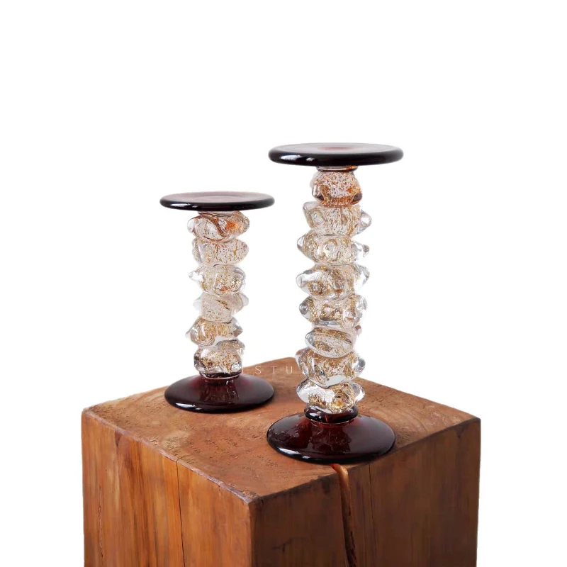 Medieval caramel dual-purpose handmade glazed candle holder, niche French atmosphere candle holder
