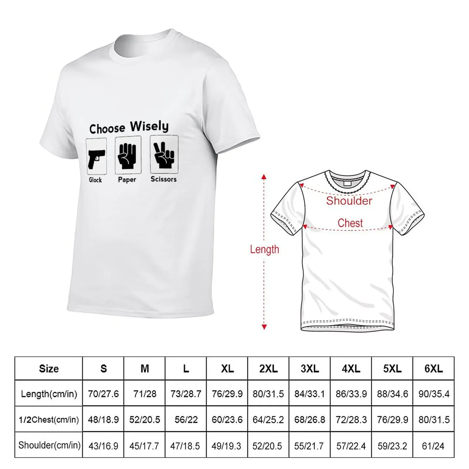 funny choose wisely glock paper scissors T-Shirt summer tops cute tops quick drying mens t shirts casual stylish