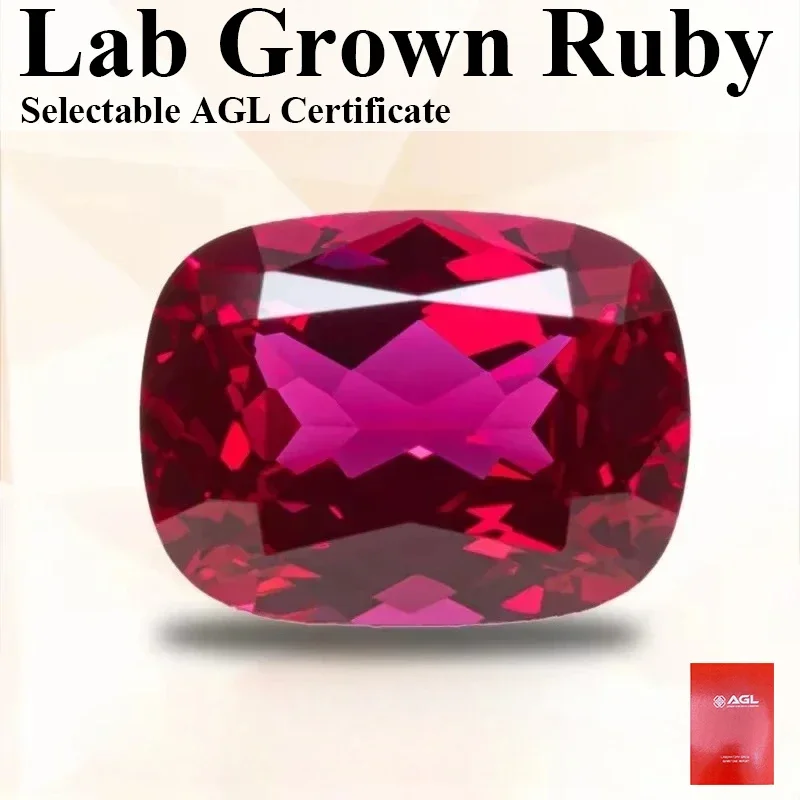 

NEW Lab Grown Ruby Red Color Rectangular Cushion Shape VVS1 For Charms DIY Jewelry Making Material Selectable AGL Certificate