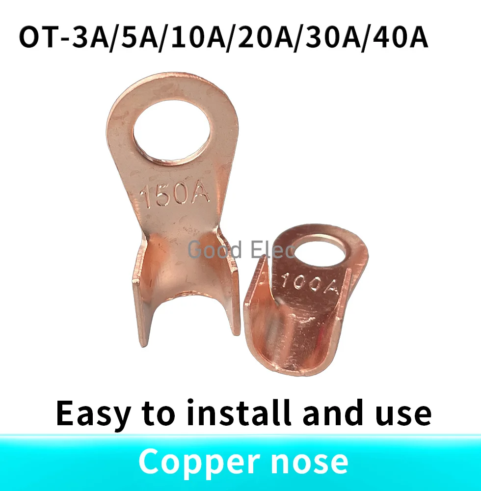 10pcs/lot  OT-3A,5A,10A,20A,30A,40A Battery Cable Connector Circular  Splice Crimp Ring Terminal Cable Copper Lug