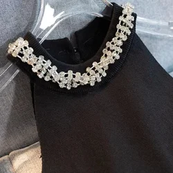 Black White Rose Red Luxury Diamonds Stitch Sleeveless Knitted Top Slim Fit Halter Vest 2025 Summer Knitwear Sexy Crop Tank Top