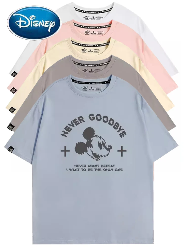 

Disney T-Shirt Fashion Mickey Mouse Letter Cartoon Print Harajuku Unisex Couple Women O-Neck Tee Top 6 Colors Femme Streetwear