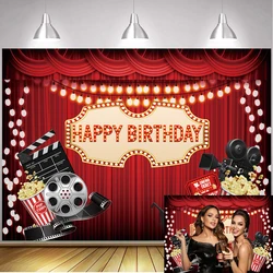 Birthday Backdrop Movie Night Backdrop Red Carpet Movie Theme Background Birthday Party Decoration Celebration Supplies Props