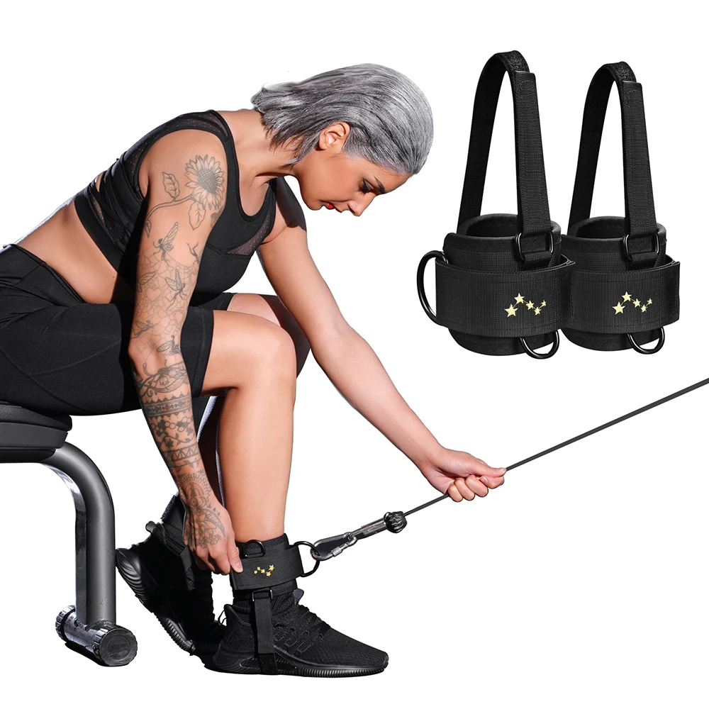 

Gym 360 Degree Adjustable Ring Kickbacks Ankle Cuff Glute Workouts Neoprene Padded Ankle Straps For Cable Machine
