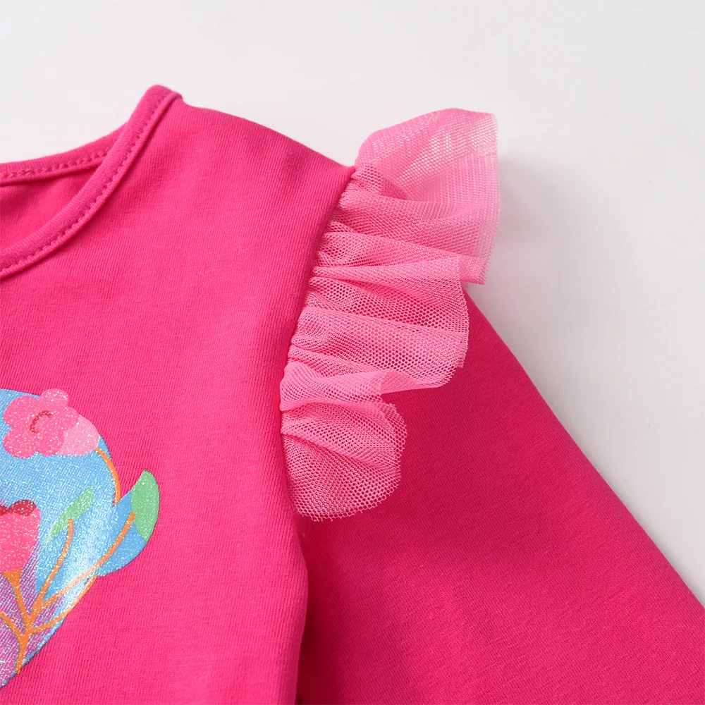 VIKITA Neue Mädchen Einhorn Rosa Kleid Kinder Layered Mesh Tüll Tutu Prinzessin Kleider Kinder Abendkleid Langarm Herbst Frühling Kleid – Detail 4