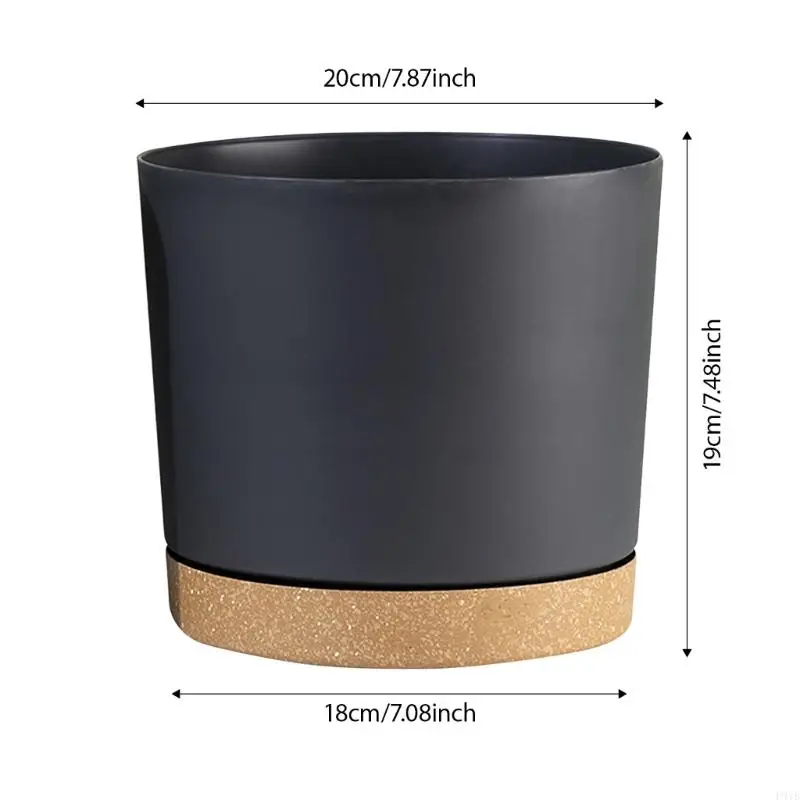 8 بوصة الراتنج الزهرية زهرة وعاء النبات شرفة فناء بوعاء النبات الزهرية مع الصرف حديقة المنزل صينية P9YB #6