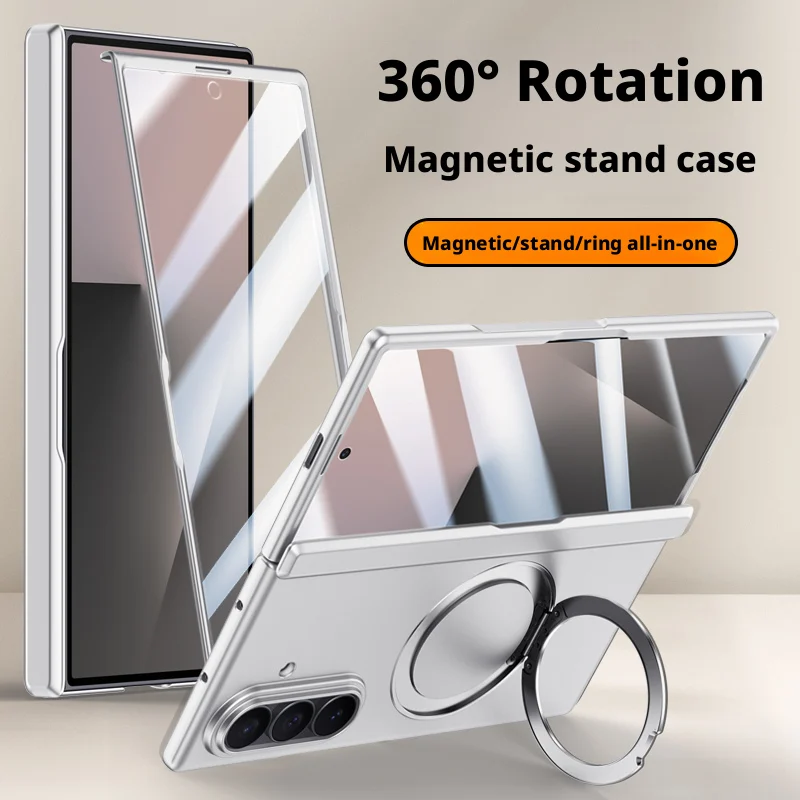 

Magnetic Metal Holder Tempered Glass Film Full Protect Case For Samsung Galaxy Z Fold7 Fold 7 Spring Hinge Protect Cover