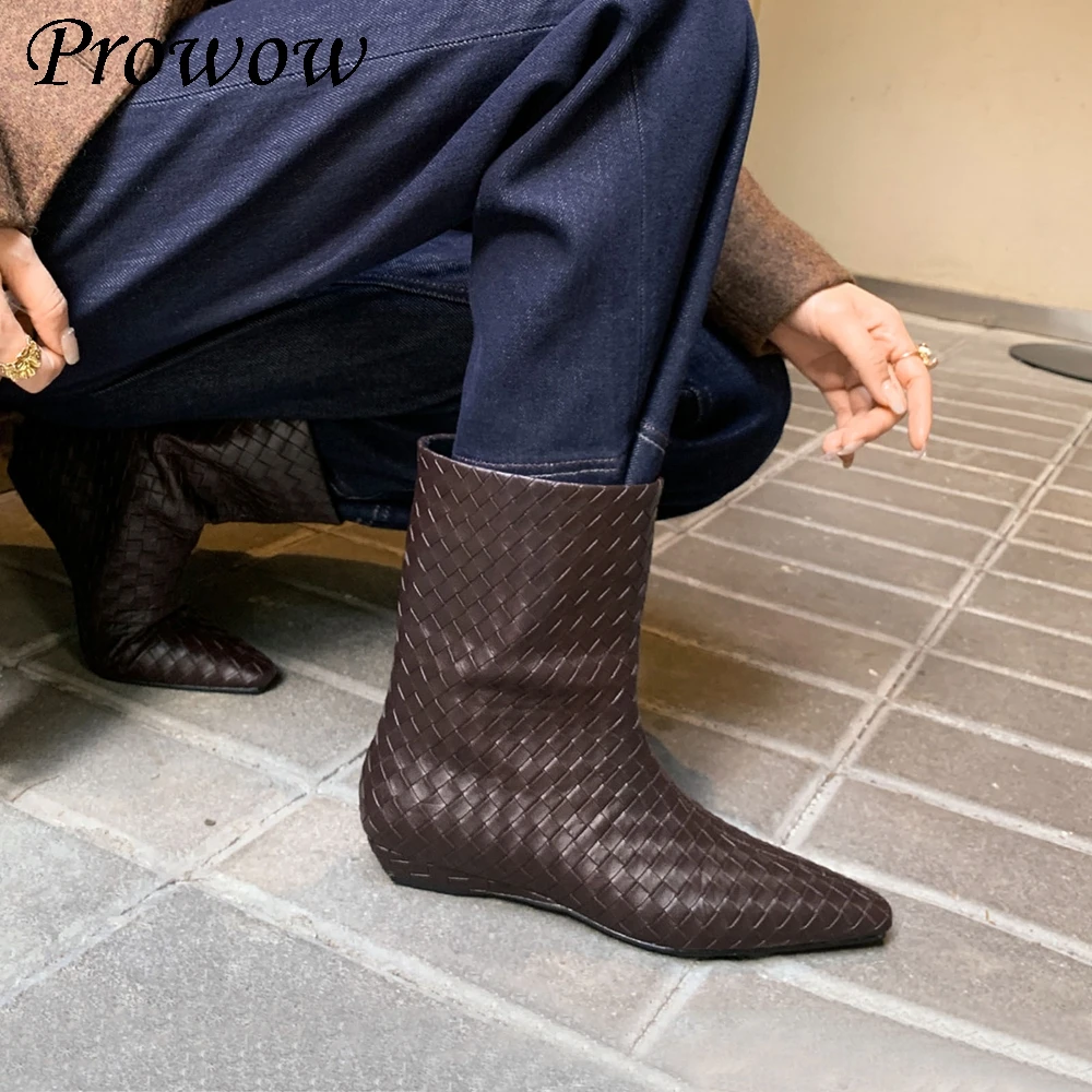 

Новые короткие ботинки из воловьей кожи на танкетке с квадратным носком и средним каблуком, стильные ботильоны, женская обувь Zapatos Mujer