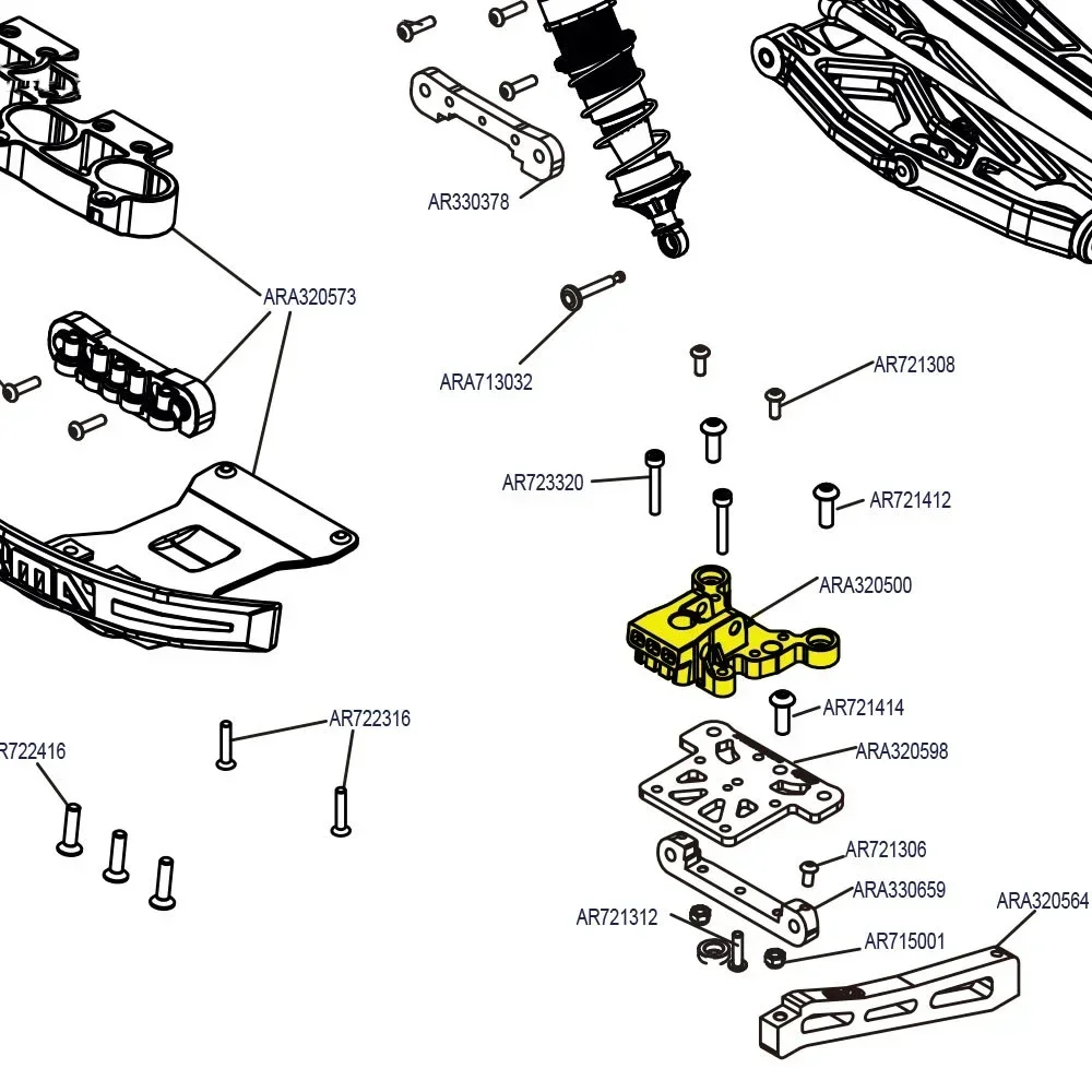 금속 6061 # 아라 320500   RC 크롤러 1/7 1/8 Arrma 6S OUTCAST FELONY KRATON MOJAVE TALION용 센터 브레이스 전면 마운트