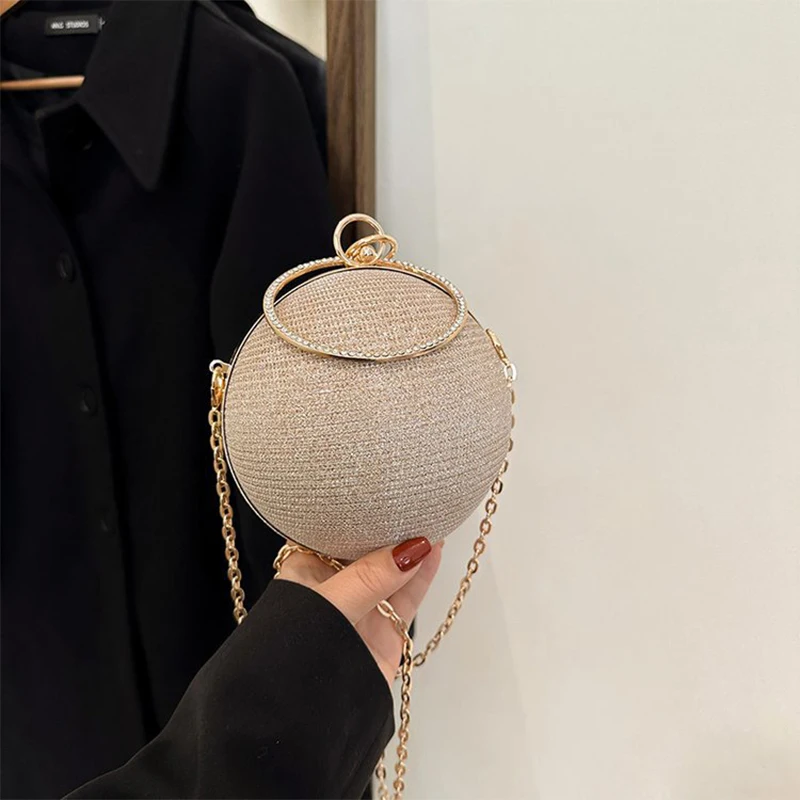 Circular Ring Portable Evening Bags Metal Round Ball Handbags For Lipstick Elegant Luxury Clutch Purse Wedding Wallets