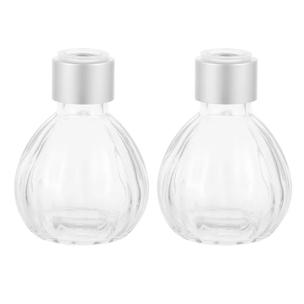 2Pcs Glass Aroma Diffuser Bottle Wide Mouth Empty Perfume Bottle for Essential Oil Reed Diffuser Home Decor Bedroom Vanity Table