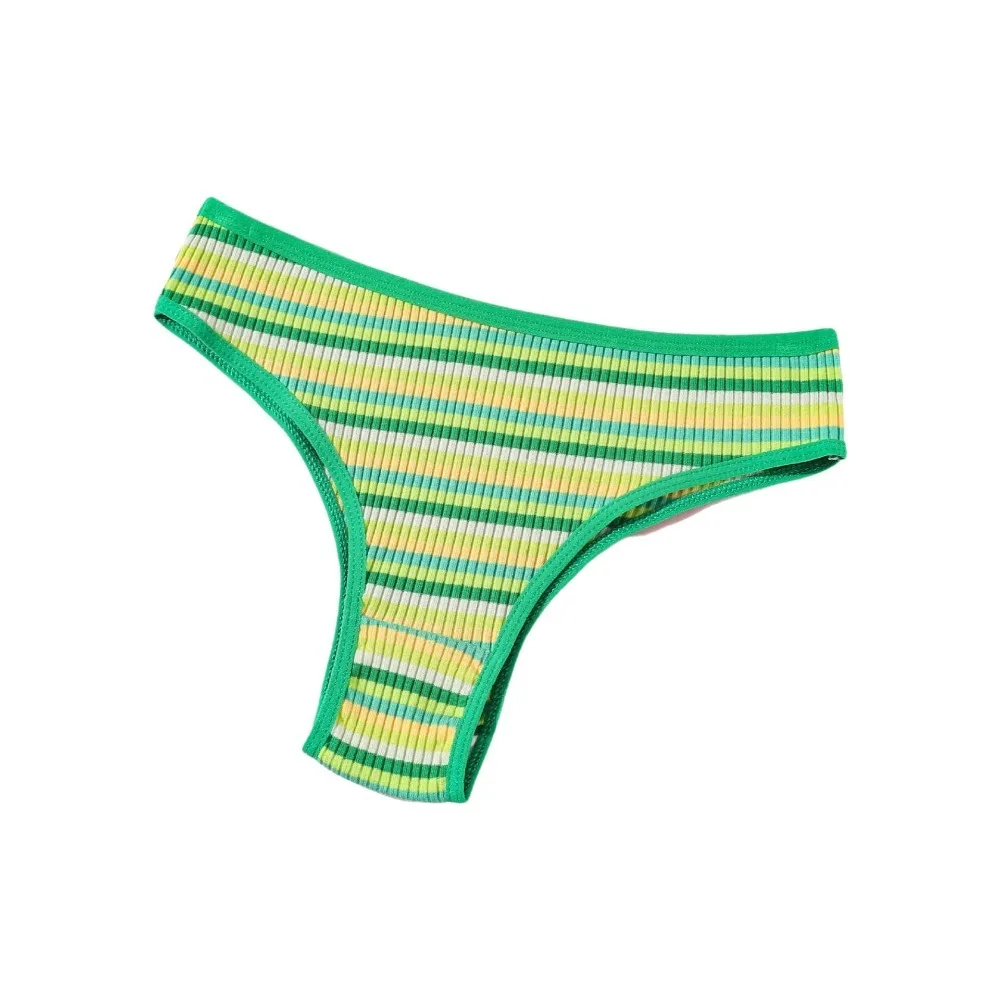 Comfortable Low Waist Striped Underpants Colorful Briefs Women's Underwear Soft Cotton Triangle Panties Lady