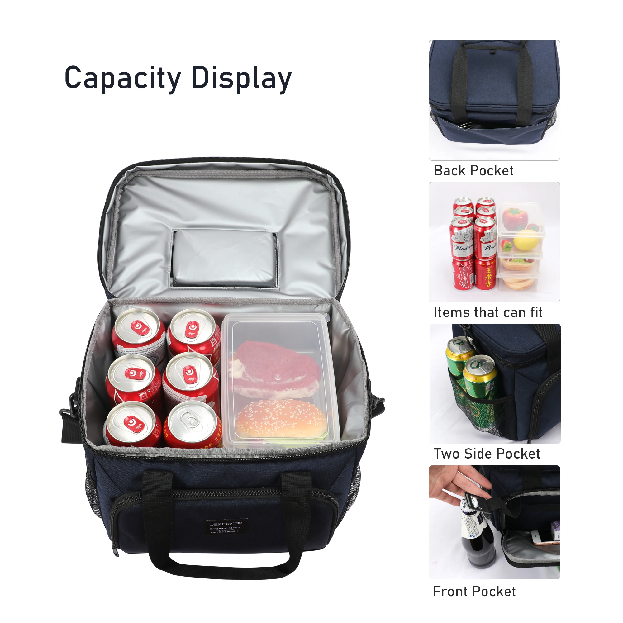 DENUONISS 12L/16L Insulated Thermal Cooler Lunch Box Bag For Work Picnic Bag Car Bolsa Refrigerator Portable Shoulder Bag