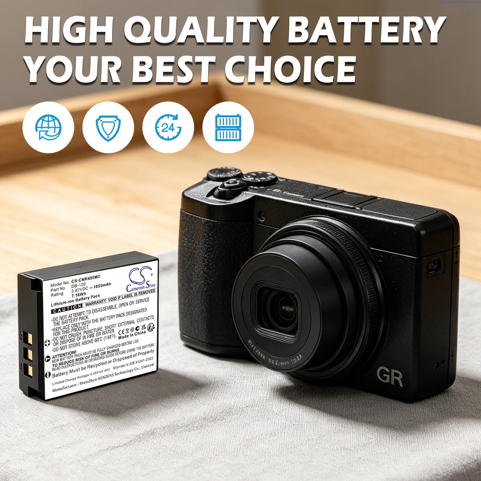 

Cameron Sino 3.87V 1850mAh Replacement Camera Battery DB-120 for Ricoh GR IV R4