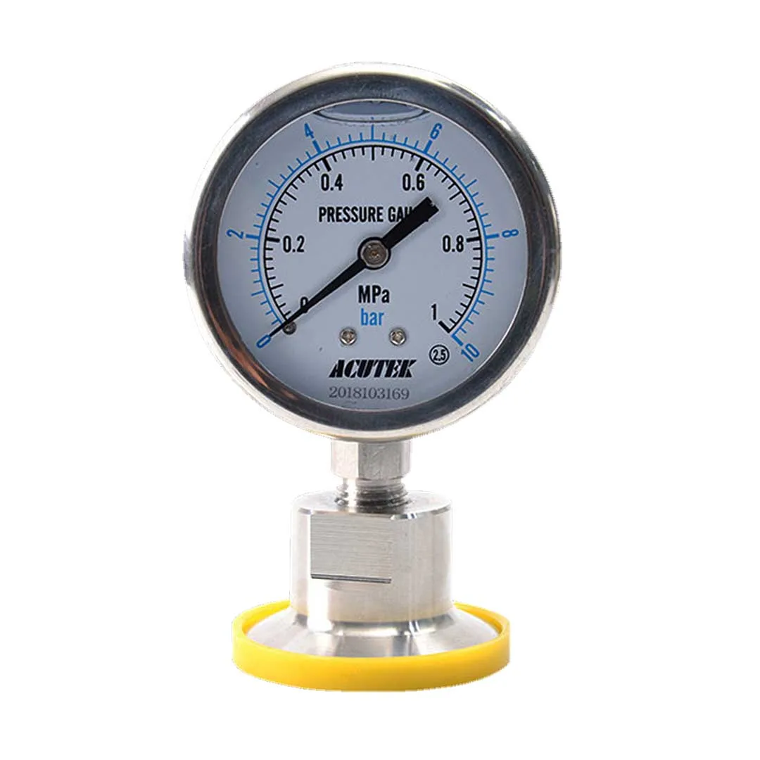 

FANDE Sanitary Pressure Gauge SS316 Tri Clamp 1.5" (50.5mm) Diameter 60mm Accuracy 2.5%FS 0-600 bar Diaphragm SS 316L Manometer