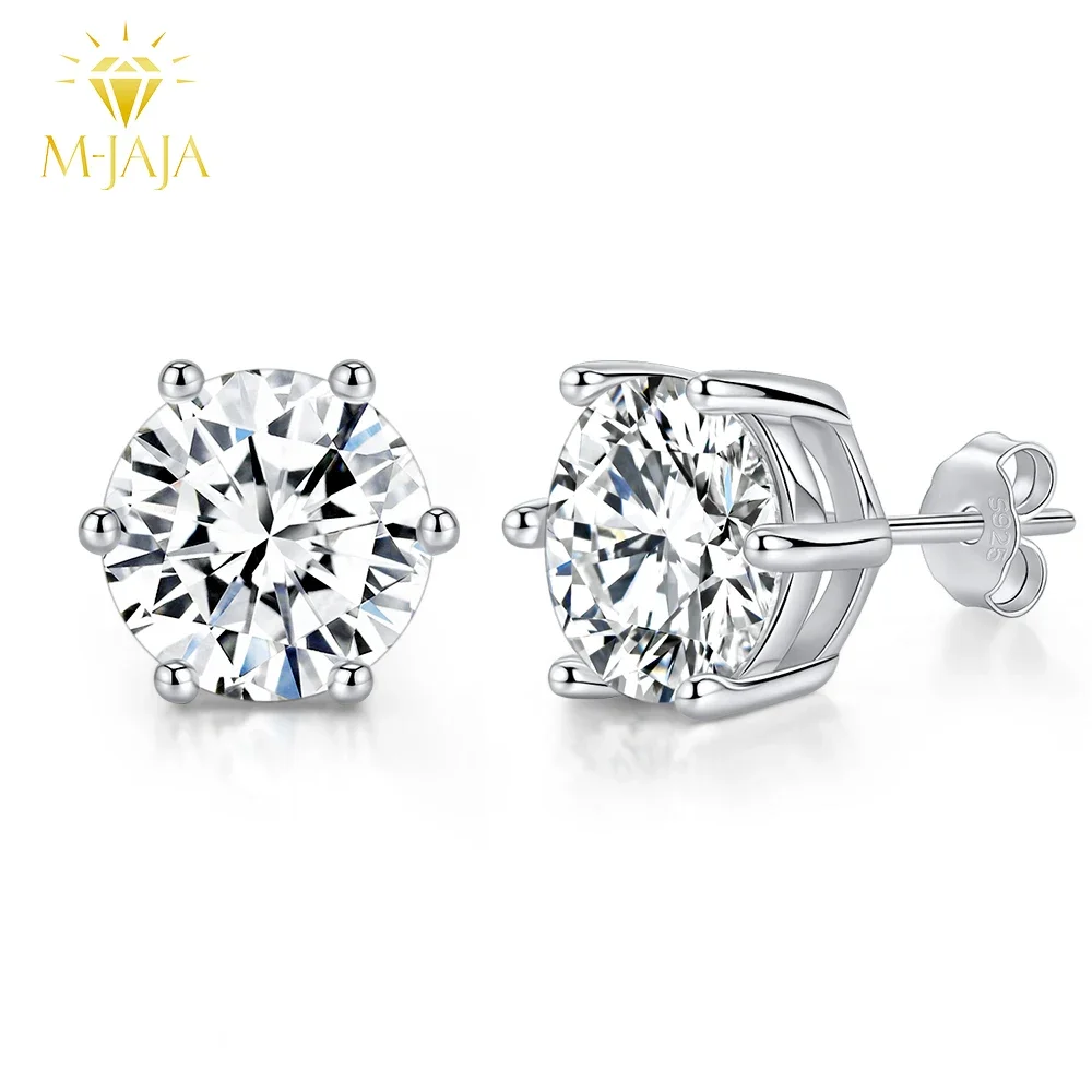 

M-JAJA Moissanite Stud Earrings 0.3/0.5/1/2/3 Carat Diamond Earrings for Women Gold Plated 925 Sterling Silver Fine Jewelry Gift