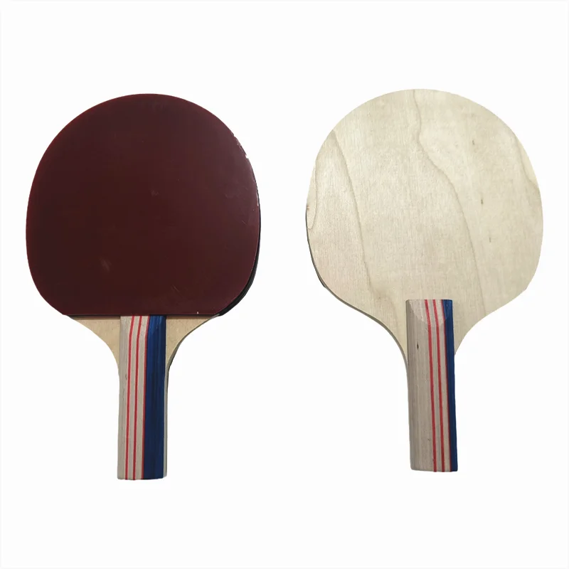 5-lagiges Tischtennisschläger-Blatt aus Massivholz in Palmgröße / Tischtennisschläger mit kleinem Griff und doppelseitigem Noppen-Gummi – Detail 6