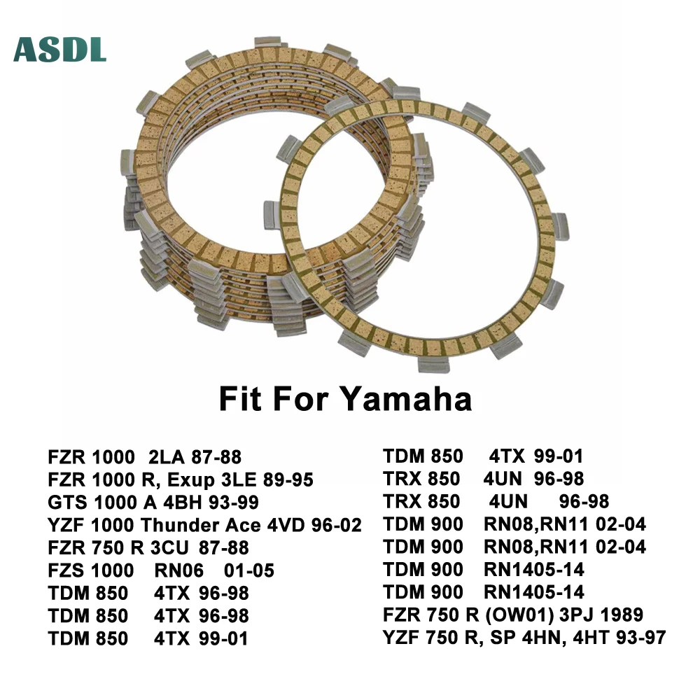 Motorcycle Friction Clutch Plate for Yamaha FZR1000 GTS1000 YZF1000 FZR750 FZS1000 TDM850 4TX 96-01 TRX850 TDM900 05-14 YZF750