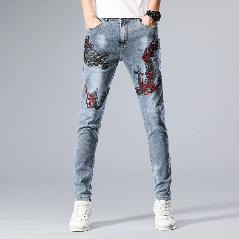 7767 fire dragon embroidery blue
