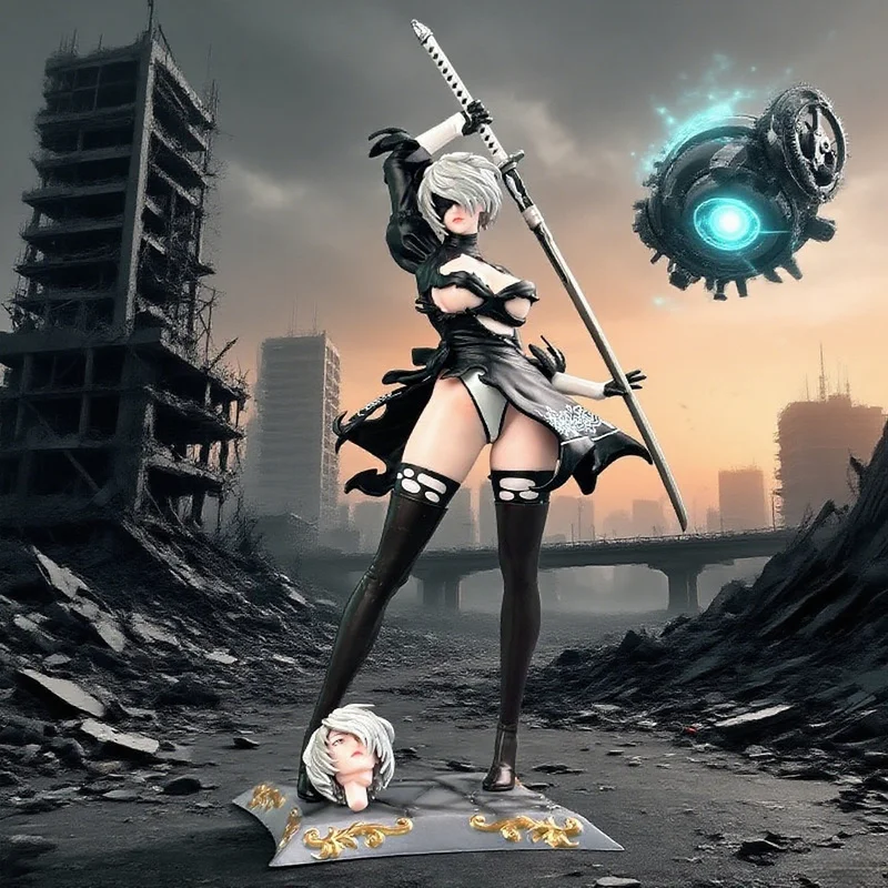 

Hunter Nier: Automata Angel 2b, милая девушка Bishoujo, двуглавая резная фигурка, аниме, богиня анимации и игра, коллекционный подарок