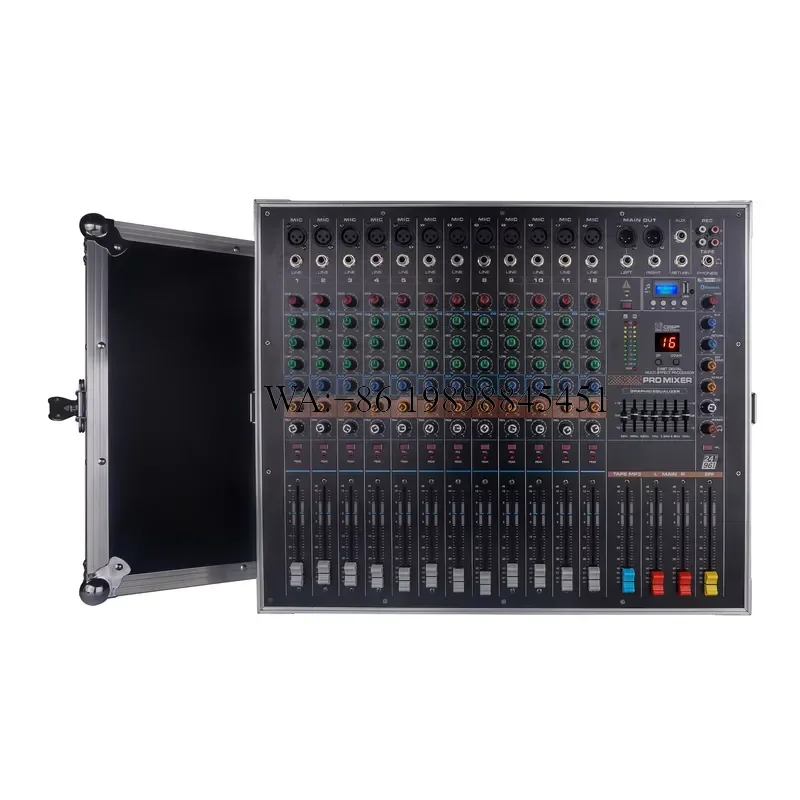 WMWMNU 12-Channel 2X700W Power Mixer Multiple Sound Effects Multi-functional Professional Audio Mixing Console for Small Show