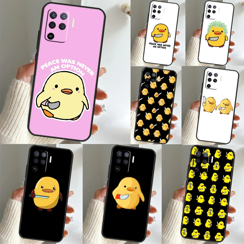 Duck With Knife Duck Cute Case For OPPO A5 A9 A31 A53 A15 A16 A17 A54 A74 A94 A52 A72 A76 A93 A96 A57 A77 A53S Cover