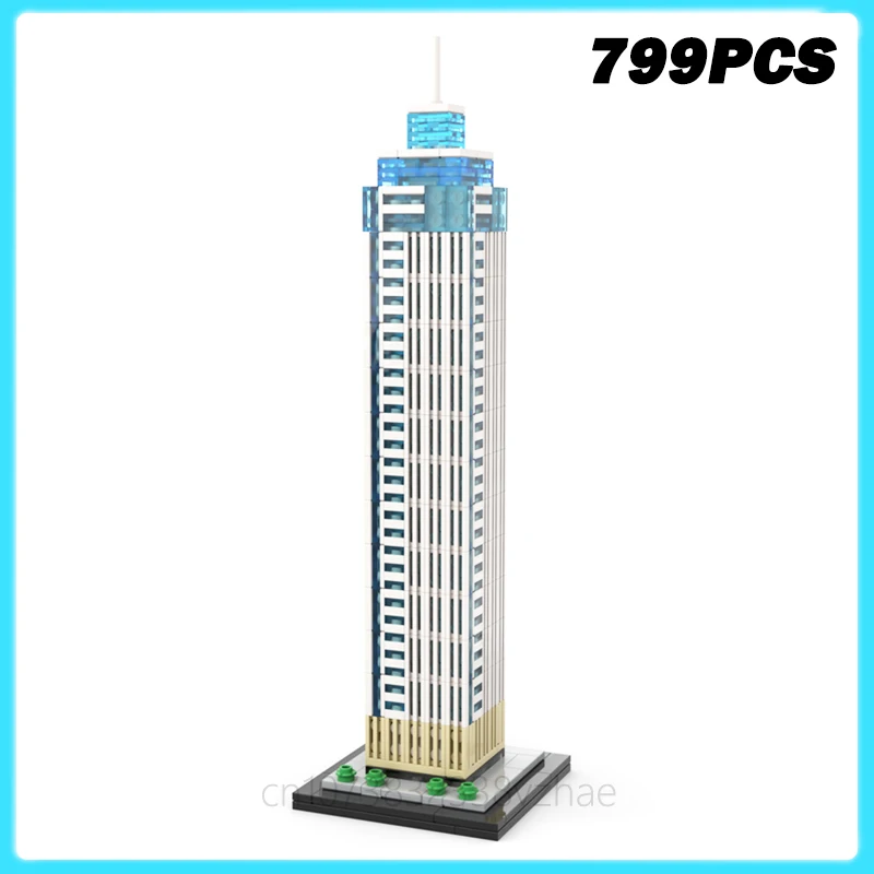 

799PCS MOC-237330 De Zalmhaven I 1:800 Scale Zalmhaventoren City Architecture Model Building Blocks Bricks Assembly Toy Gift