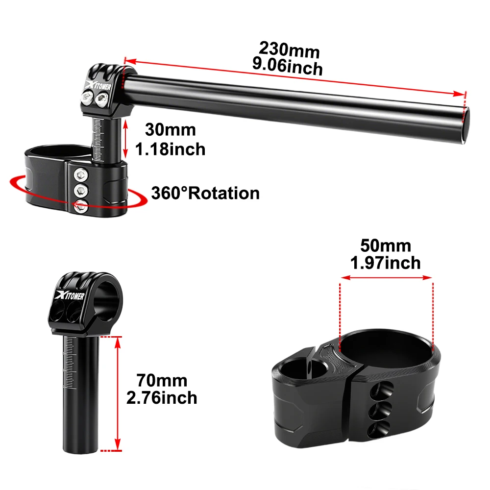 50mm Adjustable Clip-ons Handlebar Fit For Yamaha Kawasaki Honda Ducati Aprilia Triumph Street Triple Clip-On HandleBar Raiser