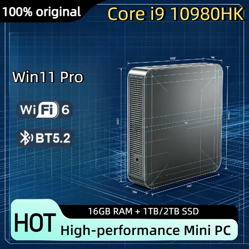 MINI PC Intel Core i9 10980HK 8 Core 16 Thread Windows 11 Pro 16GB RAM 1TB 2TB SSD WIFI6 BT5.2 4K HD Study Office Gaming