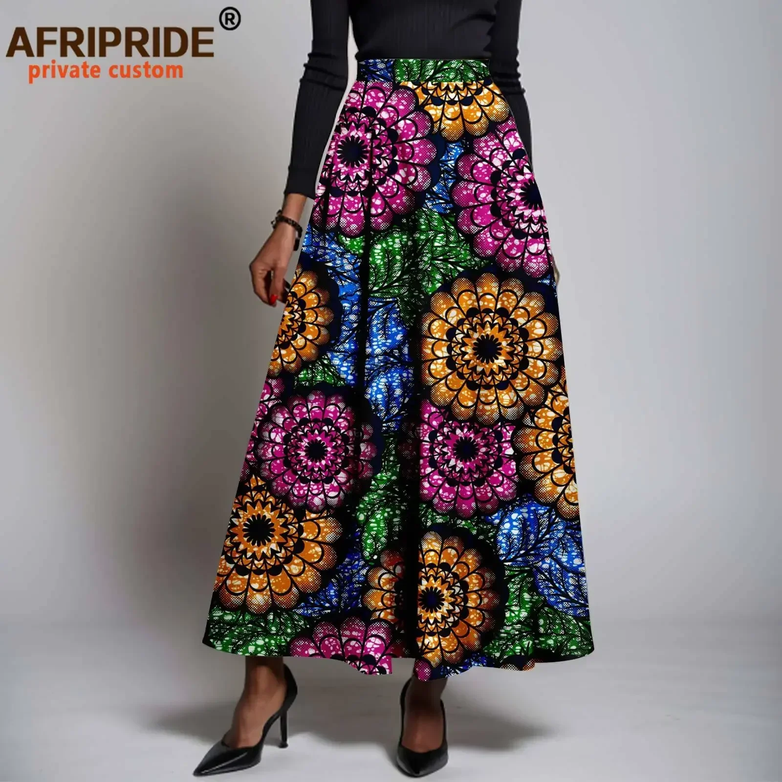 

Women`s Skirts African Clothes High Waist Midi Skirt Ankara Attire Plaid Skirt Print Outfits Pure Cotton Wear A2327001