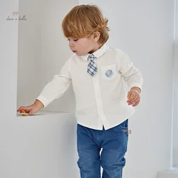 Dave Bella Children White Shirt Clothes 2024 New Spring Boys Baby Pure Cotton Fashion Formal Gentleman Top Party DB1248173