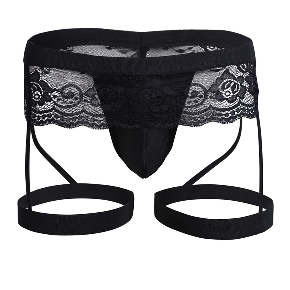 Sous-vêtements en dentelle Sissy pour hommes, culotte de Bikini Sexy, taille basse, Tanga Hombre, string