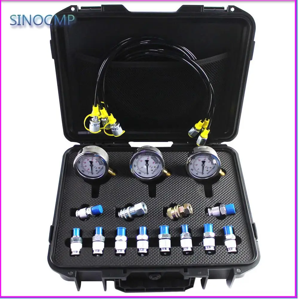 

25Mpa/40Mpa/60Mpa Hydraulic Pressure Gauge Kit Excavator Hydraulic Kit Pressure Meauring Device 9000PSI/600BAR/60MPa