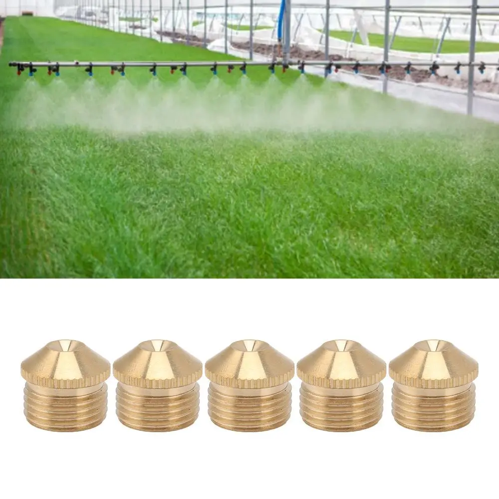 5PCS Brass Misting Nozzles Fine Mist G1/2 Male Thread Fog Nozzles G1 Male Thread Gold Fogging Sprinkler Head Workshop Cooling