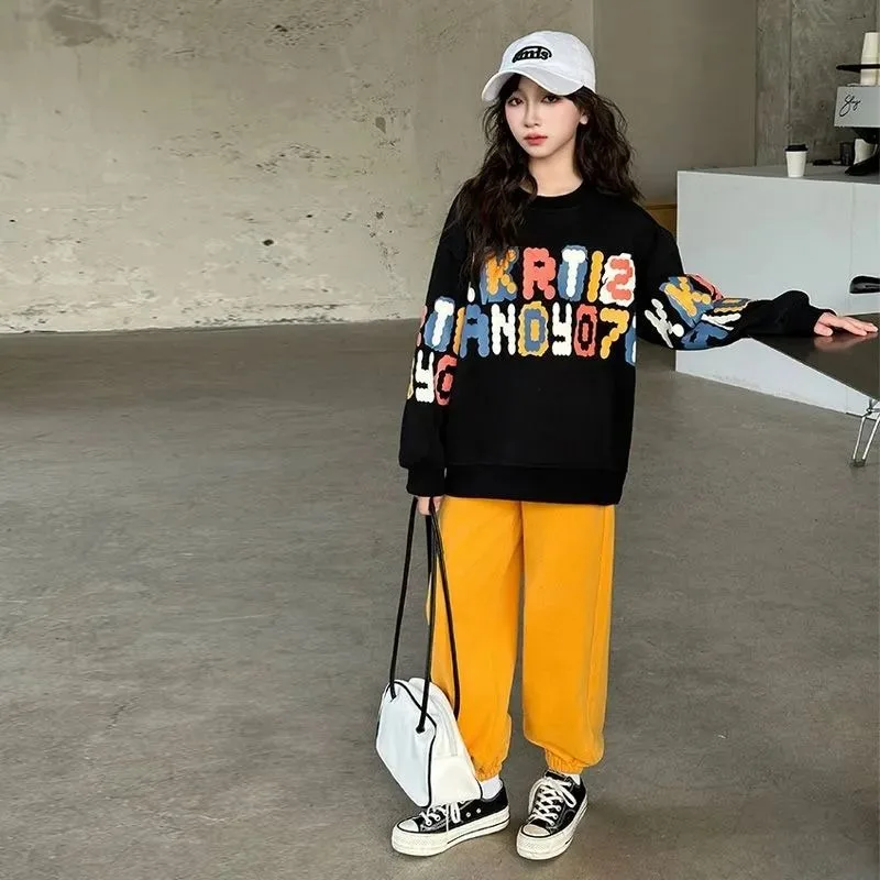 

Top & Pants 2-Piece Set Sweatshirt Print 2025 Girl Autumn Winter Clothes Korean Two Girls Fashion Kids Outfit 8 10 Years 12 Old