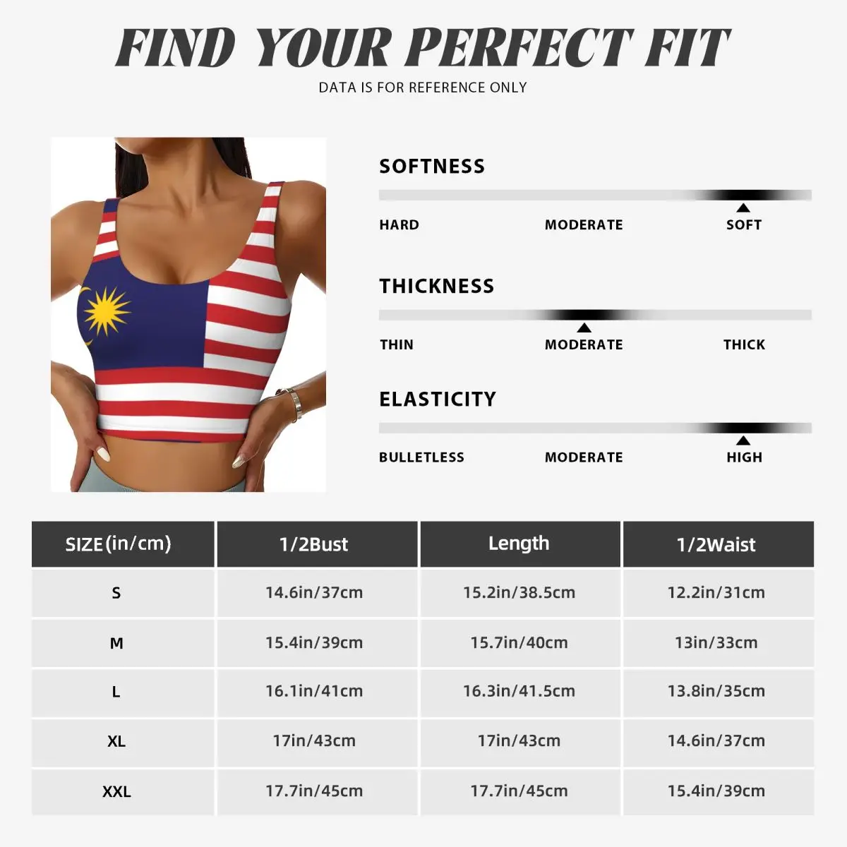 ผู้หญิงเซ็กซี่กีฬาเสื้อกั๊กมาเลเซียธงหญิงStreetwearกีฬาชุดชั้นในTee Crop Top